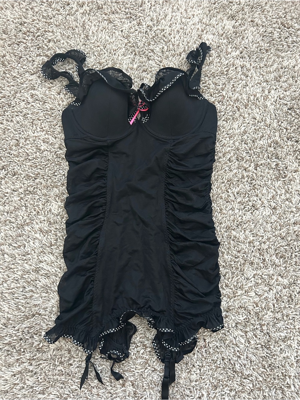 Victoria's Secret Merry Widow Black Lace 36B Corset Ruched Bustier Sexy